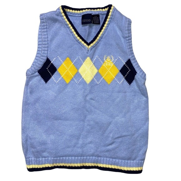 Izod Sweater Vest Boys Size Large 7 V-Neck Cotton Blue * - Picture 1 of 3